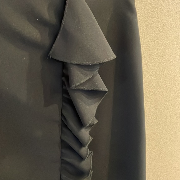 ZARA open slit ruffle front midi pencil skirt side zipper black NWOT size Small - Picture 2 of 11